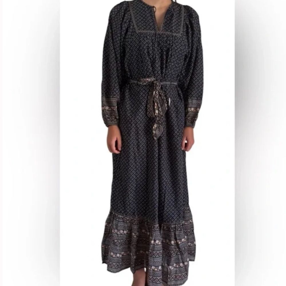 AE77 American Eagle Boho Maxi Dress NWT Size XS Organic Cotton Balloon Sleeves